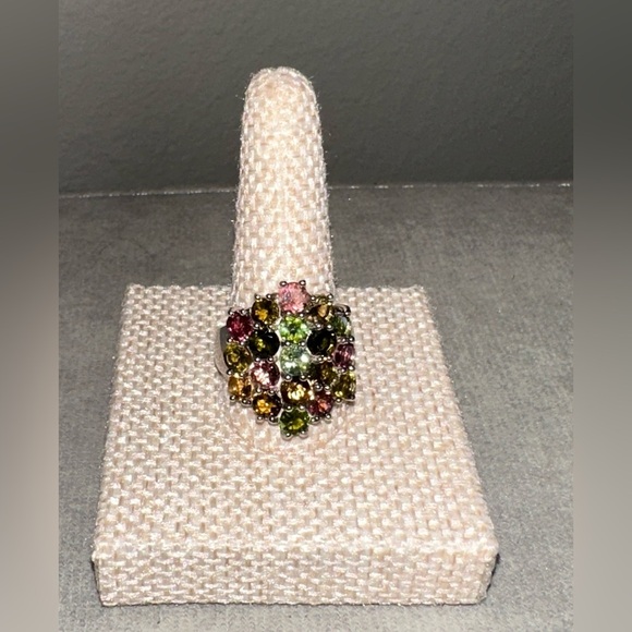 Colleen Lopez Jewelry - Multicolor Tourmaline Cluster & sterling silver Ring